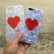 Ốp lưng iPhone 7 Plus đá thạch anh trái tim