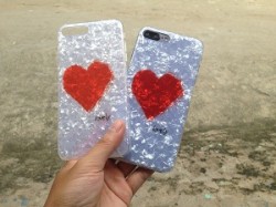 Ốp lưng iPhone 7 Plus đá thạch anh trái tim